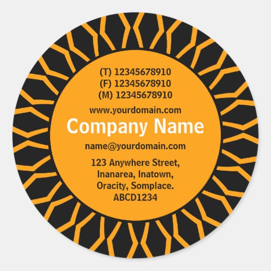 SunBurst 07 Business - Sinaasappel Ronde Sticker (Voorkant)