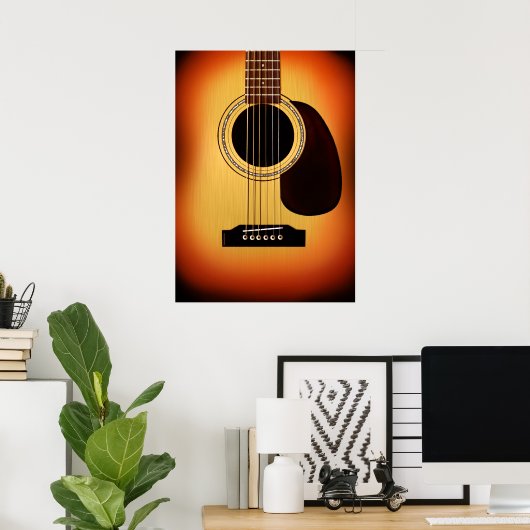 Sunburst Acoustic Guitar Poster (Thuiskantoor)