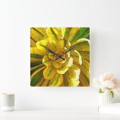 Sunburst Aeonium Succulent Square by Amy Vangsgard Vierkante Klok (Huis)