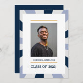 Sunburst | Afstuderen blauwe periwinkle Gray Foto Kaart (Voorkant / Achterkant)