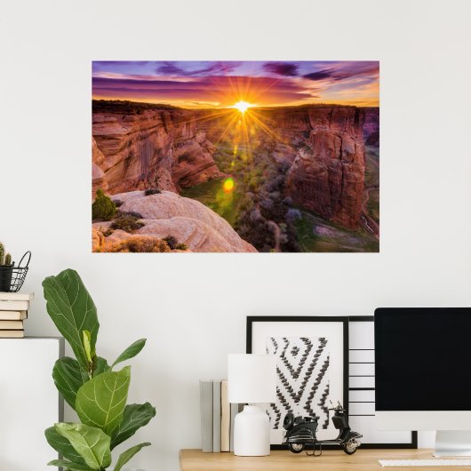 Sunburst bij Canyon de Chelly, AZ Poster (Thuiskantoor)