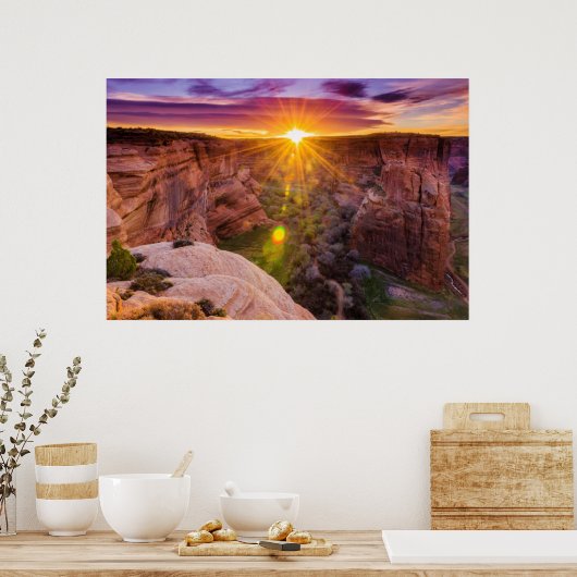 Sunburst bij Canyon de Chelly, AZ Poster (Keuken)