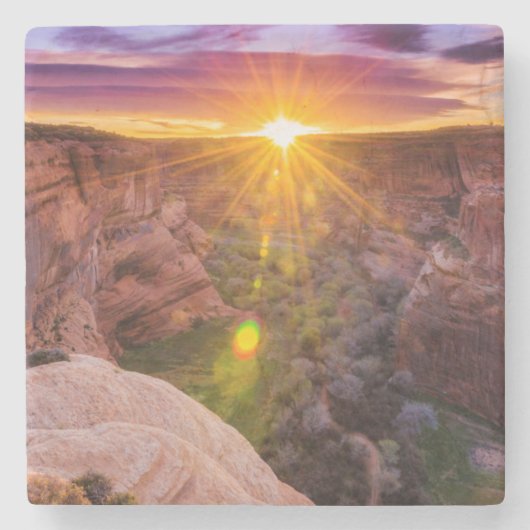 Sunburst bij Canyon de Chelly, AZ Stenen Onderzetter (Voorkant)