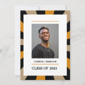 Sunburst | Black Gold Oranje Photo Afstuderen Kaart (Voorkant)