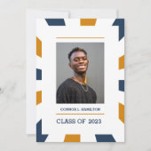 Sunburst | Blauw Oranje Afstuderen witte foto Kaart (Voorkant)