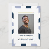 Sunburst | Blauw periwinkle wit Foto Afstuderen Kaart (Voorkant)