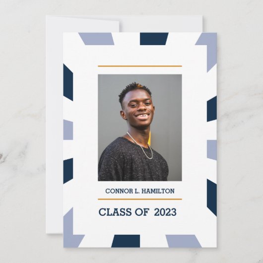 Sunburst | Blauw periwinkle wit Foto Afstuderen Kaart (Voorkant)