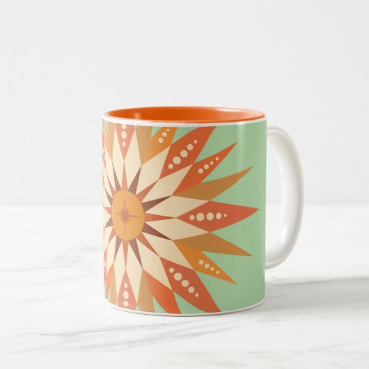 Sunburst Boho Tweekleurige Koffiemok (Voorkant rechts)