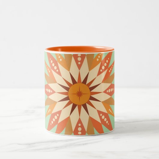 Sunburst Boho Tweekleurige Koffiemok (Center)