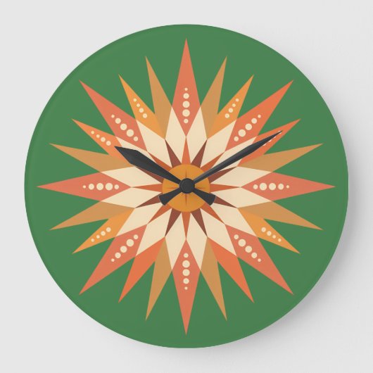 Sunburst Boho Wall Clock Grote Klok (Voorkant)