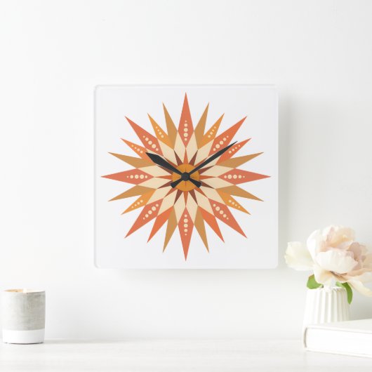 Sunburst Boho Wall Clock Vierkante Klok (Huis)