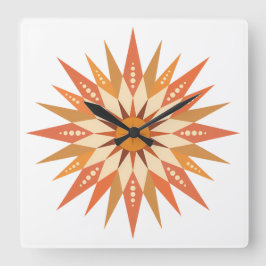 Sunburst Boho Wall Clock Vierkante Klok