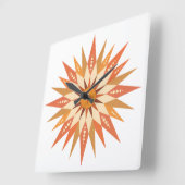 Sunburst Boho Wall Clock Vierkante Klok (Hoek)