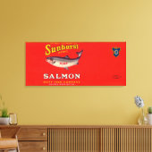 Sunburst Brand Salmon Label Canvas Afdruk (Insitu (Woonkamer))