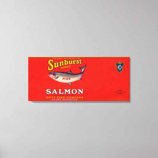 Sunburst Brand Salmon Label Canvas Afdruk (Voorkant)
