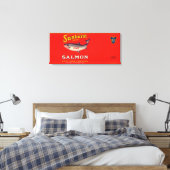 Sunburst Brand Salmon Label Canvas Afdruk (Insitu (Slaapkamer))