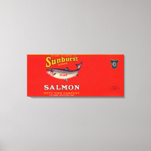 Sunburst Brand Salmon Label Canvas Afdruk