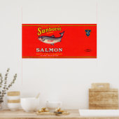 Sunburst Brand Salmon Label Poster (Keuken)