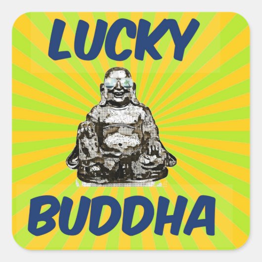 SunBurst Buddha Vierkante Sticker (Voorkant)