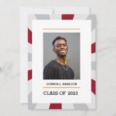 Sunburst | Crimson en Gray Photo Afstuderen Kaart (Voorkant)