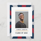 Sunburst | Crimson Navy Grey Photo Afstuderen Kaart (Voorkant)