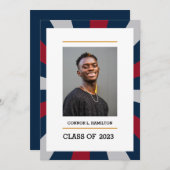 Sunburst | Crimson Navy Grey Photo Afstuderen Kaart (Voorkant / Achterkant)