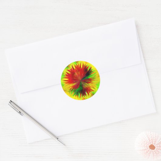 Sunburst Dahlia Ronde Sticker (Envelop)
