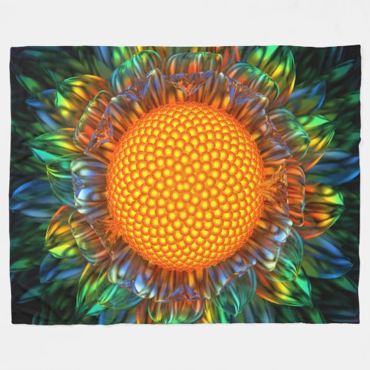 Sunburst Daisy Fleece Deken (Voorkant (Horizontaal))