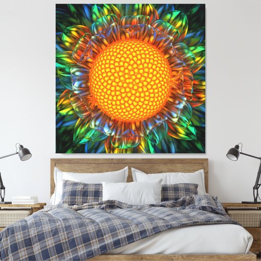 "Sunburst Daisy" uitgerekte canvas print (Insitu (Slaapkamer))