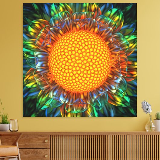 "Sunburst Daisy" uitgerekte canvas print (Insitu (Woonkamer))