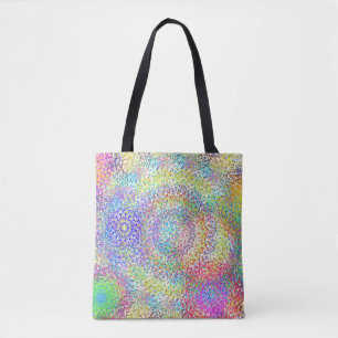 Sunburst! Een grafisch ontwerp in regenboogkleuren Tote Bag