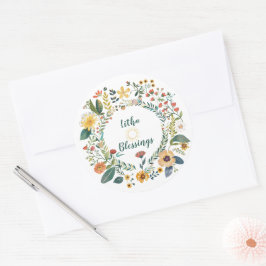 Sunburst en bloemenpatroon Litha Ronde Sticker