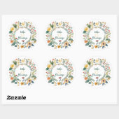Sunburst en bloemenpatroon Litha Ronde Sticker (Vel)