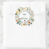 Sunburst en bloemenpatroon Litha Ronde Sticker (Tas)