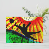 Sunburst en Net Soccer Goalie Invite Kaart (Staand voorkant)