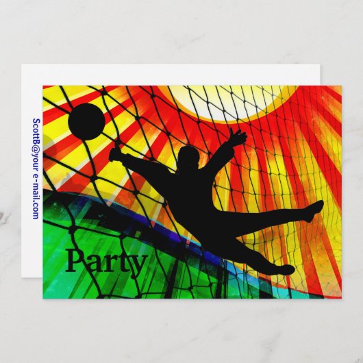 Sunburst en Net Soccer Goalie Invite Kaart (Voorkant / Achterkant)