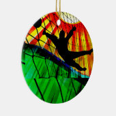 Sunburst en Net Soccer Goalie Invite Keramisch Ornament (Rechts)