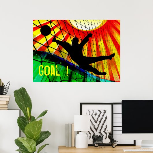 Sunburst en Net Soccer Goalie Poster (Thuiskantoor)