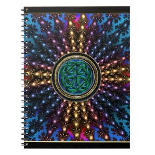 Sunburst Fractal Mandala met Celtic Knot Notitieboek