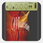  Sunburst gitaarspeler Vierkante Sticker (Voorkant)
