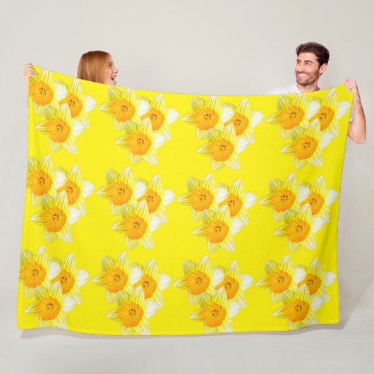 Sunburst Golden Daffodils, Lge Fleece Blanket Deken (In situ)