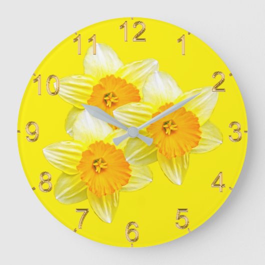 Sunburst Golden Daffodils, Lge Wall Clock Grote Klok (Voorkant)