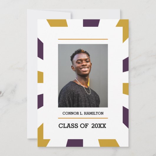 Sunburst | Graanwit goud Foto Afstuderen Kaart (Voorkant)