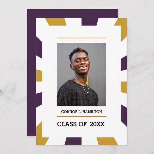 Sunburst | Graanwit goud Foto Afstuderen Kaart (Voorkant / Achterkant)