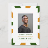 Sunburst |Groen Oranje Afstuderen met witte foto Kaart (Voorkant)