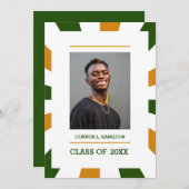 Sunburst |Groen Oranje Afstuderen met witte foto Kaart (Voorkant / Achterkant)