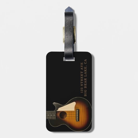 Sunburst Guitar Ukulele Customize Bagagelabel (Achterkant verticaal)