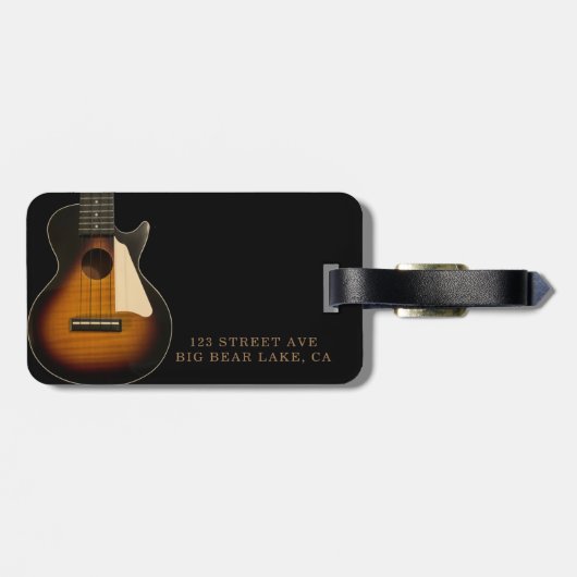 Sunburst Guitar Ukulele Customize Bagagelabel (Achterkant horizontaal)