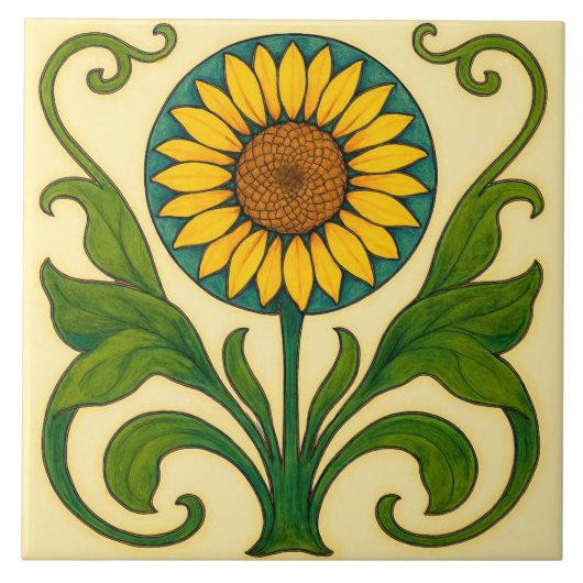 Sunburst Harmony: Nieuw-Zeis Sunflower  Tegeltje (Voorkant)