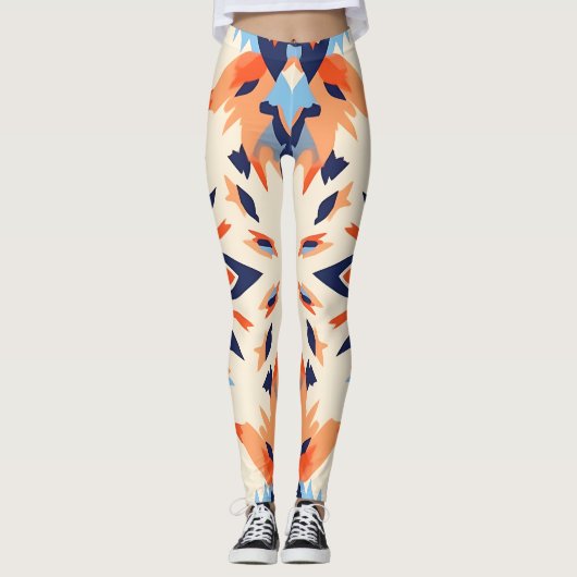 Sunburst Ikat Pattern Leggings (Voorkant)